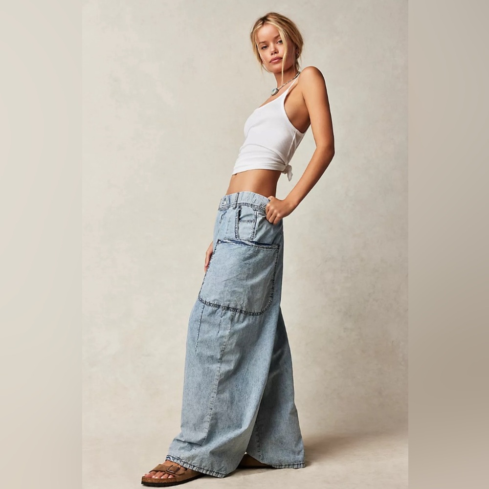 WE THE FREE FREE PEOPLE SHIBUYA PULL-ON WIDE LEG JEANS -NWT SMALL